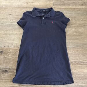 Vtg Ralph Lauren Sport Cotton Mesh Polo Dress Navy Blue Women's Large PreppyGolf